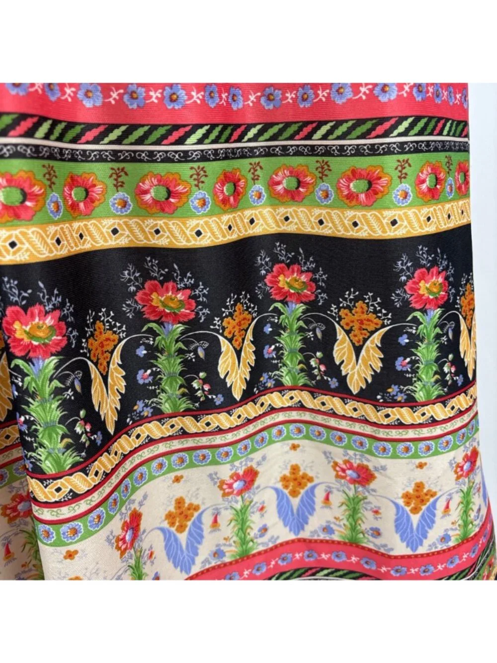 Vintage 70s Dark Floral Dress Womens Small Multi Colored Keyhole Neckline Long S - Picture 6 of 12